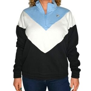 Fila Quarter Zip Pullover Sweater Size XX Large Blue White Black